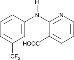 Niflumic acid is a selective inhibitor of COX-2. The IC50 values are 16 and 0.1 µM for human recombinant COX-1 and -2