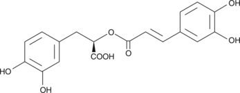 Rosmarinic acid is a naturally-occurring phenolic compound with antioxidant and anti-inflammatory properties. This compound inhibits lipid peroxidation of rat liver microsomes by 90% at a concentration of 25 µg/ml.{4778} Rosmarinic acid suppresses endotoxin-induced activation of complement and concomitant formation of prostacyclin.{4407