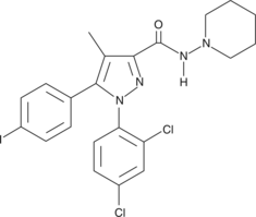 A CB1 receptor antagonist; binds to CB1 receptors in rat forebrain membrane preparations (Ki = 7.5 nM); selective over CB2 receptors (Ki = 2