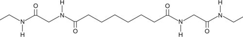 An anionic oligopeptide-based bola-amphiphile that contains a hexane moiety flanked by a glycylglycine group at each end