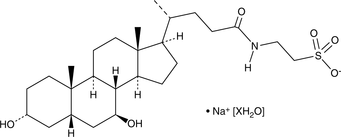 A taurine-conjugated form of ursodeoxycholic acid; demonstrates anti-apoptotic activity in rodent models of tauopathy