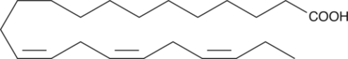 A rare ω-3 fatty acid; not readily detected in normal phospholipid PUFA pools; polyunsaturated version of docosanoic acid; inhibits [3H]-LTB4 binding to pig neutrophils at a concentration of 5 µM; inhibits mammalian DNA polymerases and human topoisomerases I and II