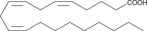 Eicosatrienoic acid accumulates in the tissues of animals fed diets deficient in both ω-3 and ω-6 fatty acids. It can be converted to 3-series cysteinyl-leukotrienes but cannot serve as a COX substrate.{4349} The kidneys from essential fatty acid deficient rats are less immunogenic when transplanted